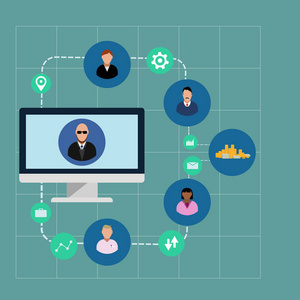 推荐营销、网络营销与业务合作的动画化策略 向量例证在背景网络业务中的整合应用